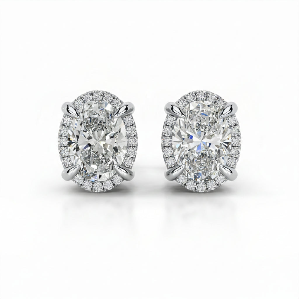 2 Carat Total Oval Cut Moissanite Stud Earrings | 1ct Each (5x7mm) | S925 Sterling Silver | Starline Design