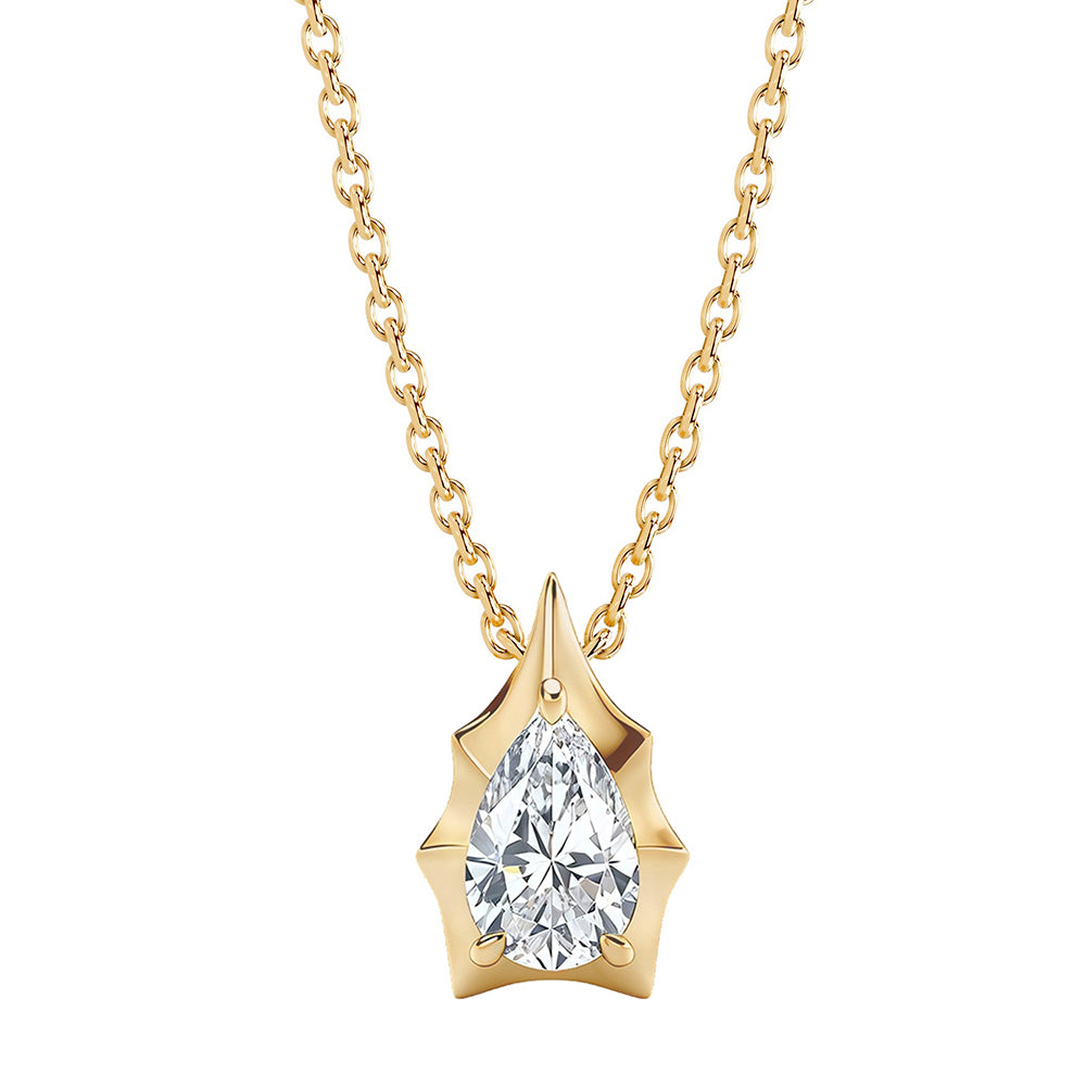 1 Carat Pear Cut Moissanite Starline Pendant Necklace | S925 Sterling Silver | 16"+2" (40+5cm)