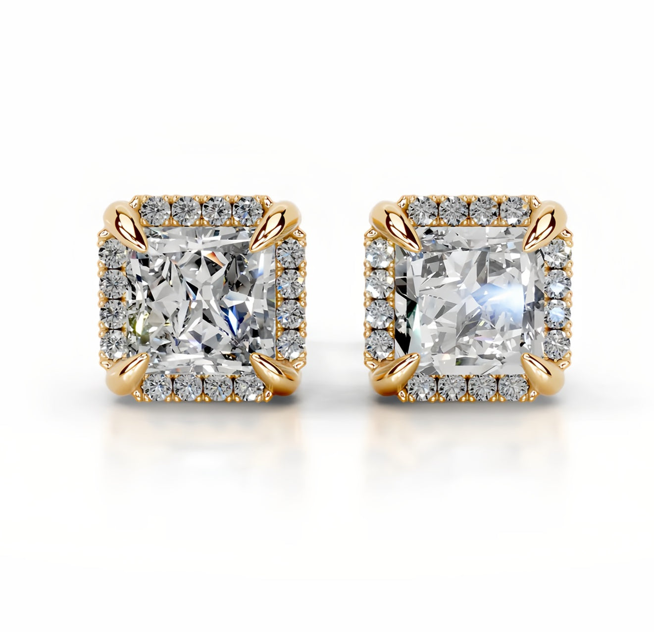 2 Carat Total Princess Cut Moissanite Stud Earrings | 1ct Each (5.5mm) | S925 Sterling Silver | Starline Design