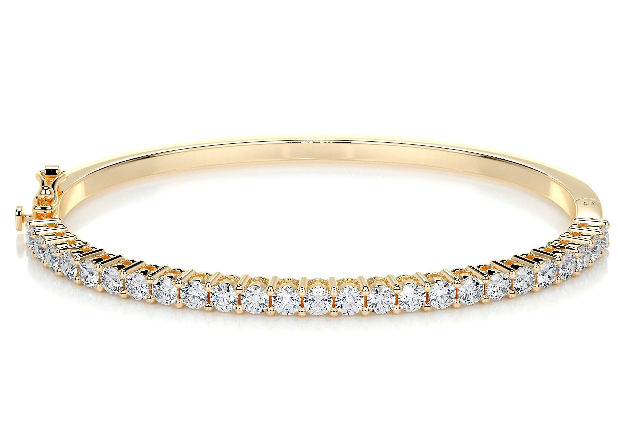 Moissanite Half-Eternity Bangle Bracelet | S925 Sterling Silver | 18K Gold Plated | 6.7" (17cm)
