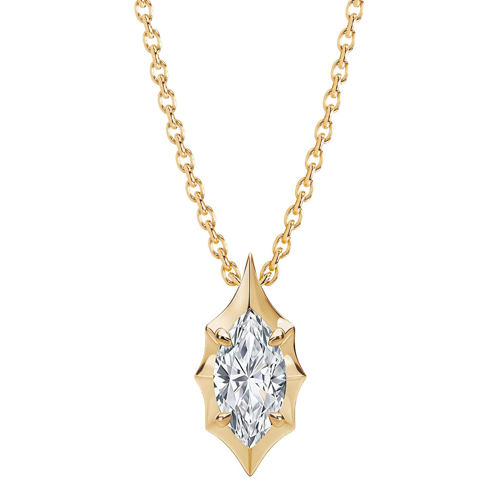 1 Carat Marquise Cut Moissanite Starline Pendant Necklace | S925 Sterling Silver | 16"+2" (40+5cm)
