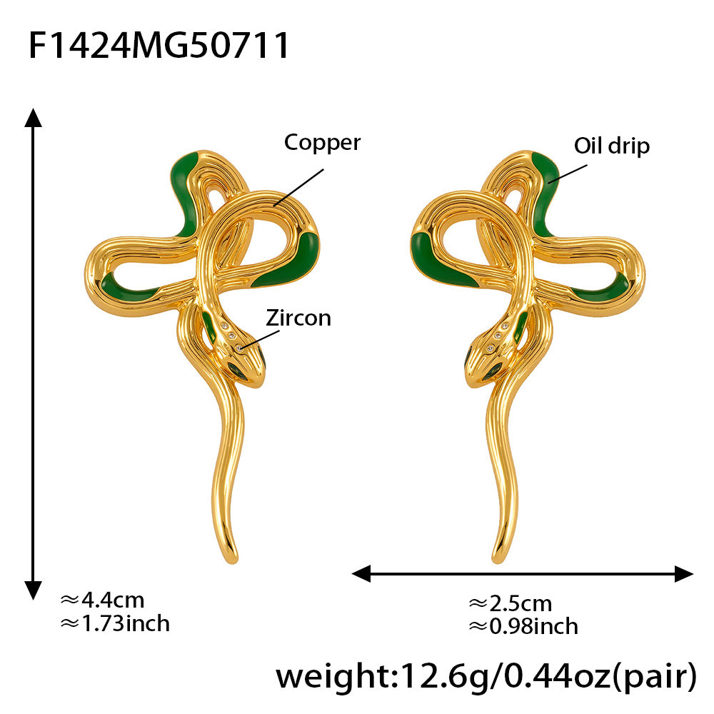 Mystic Snake Hoop Earrings | 18K Gold Plated Serpent Earrings Set Accessory