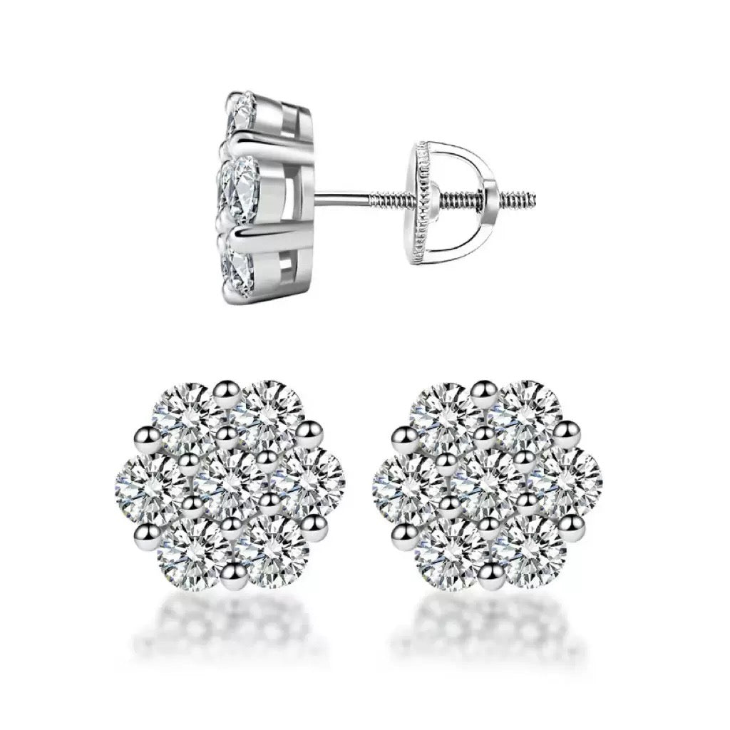 2.1ctw Round Moissanite Stud Earrings | S925 Sterling Silver Secure Screw Back | D-Color VVS1 Lab Diamond Solitaire Earrings | Fuse Jewelry