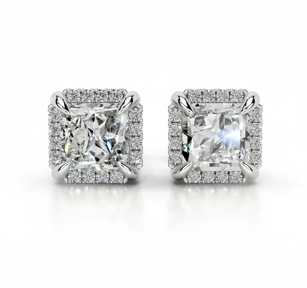 2 Carat Total Princess Cut Moissanite Stud Earrings | 1ct Each (5.5mm) | S925 Sterling Silver | Starline Design