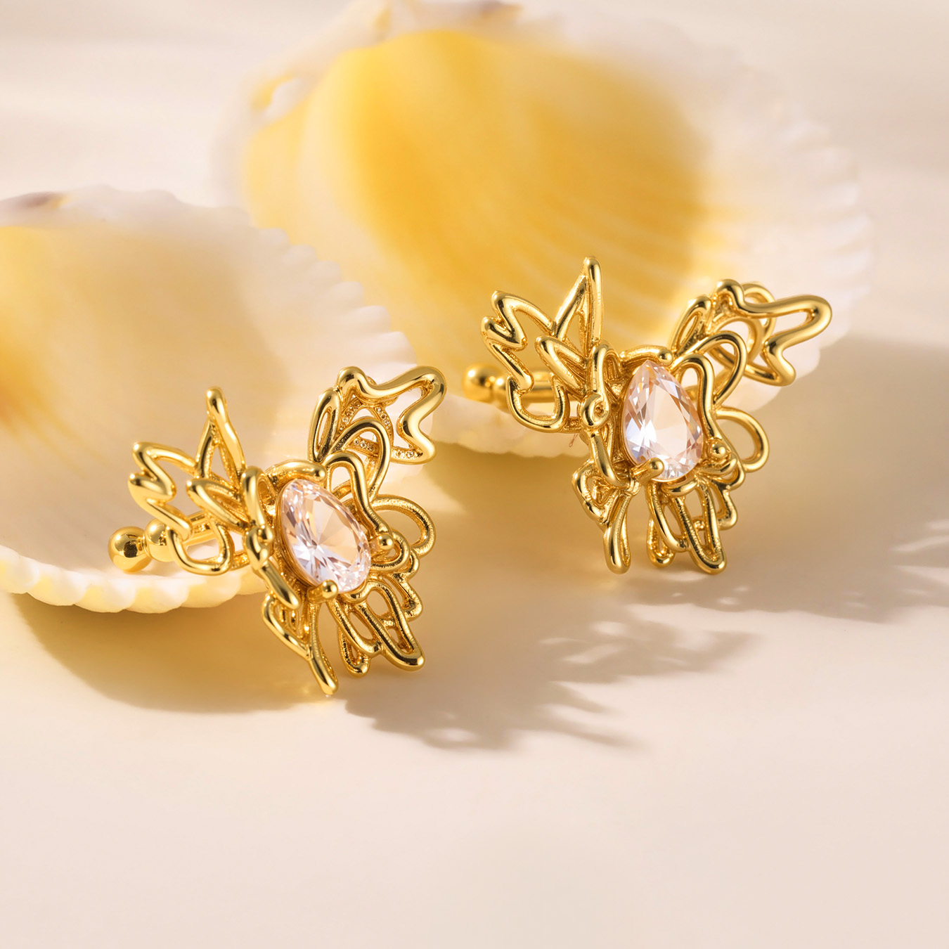 Elegant Butterfly Ear Cuff – Zircon & Copper Jewelry