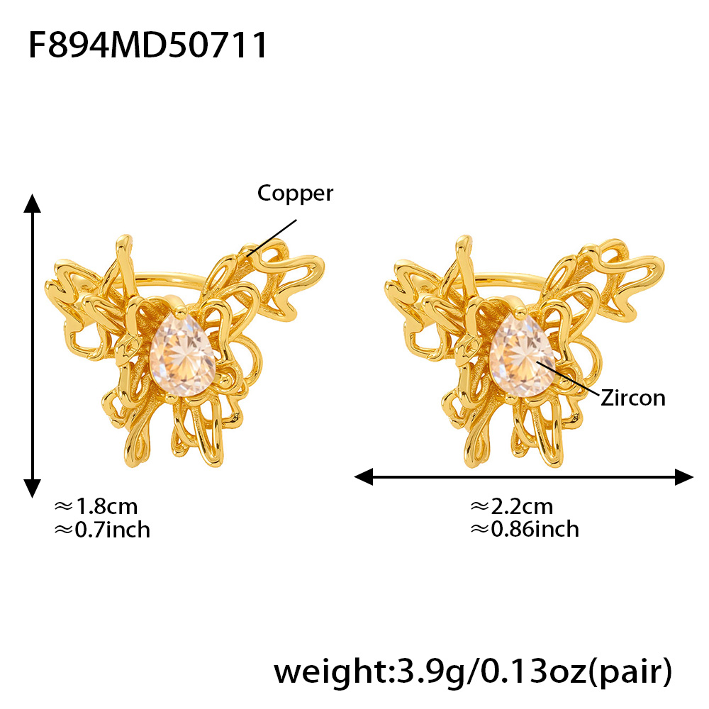 Elegant Butterfly Ear Cuff – Zircon & Copper Jewelry