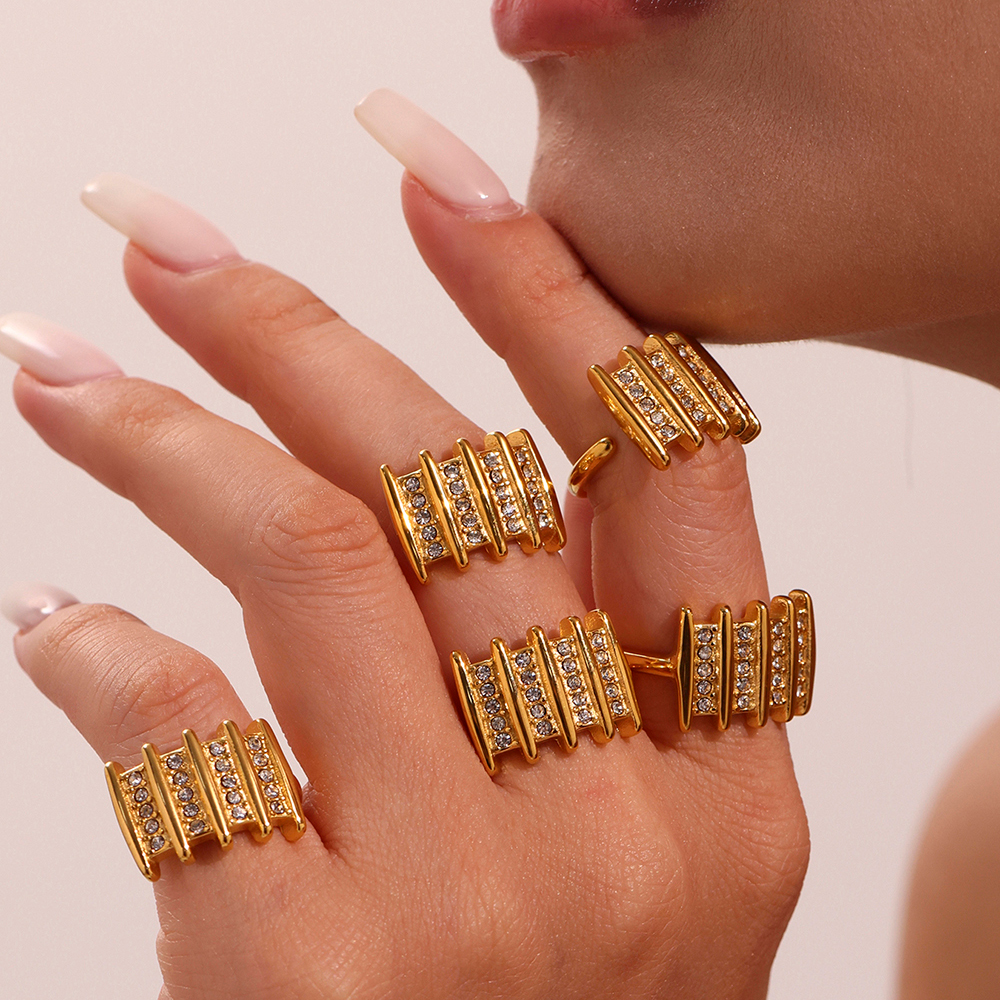 Radiant Tiered Zircon Statement Ring - Hypoallergenic 18K Gold Plated Stainless Steel