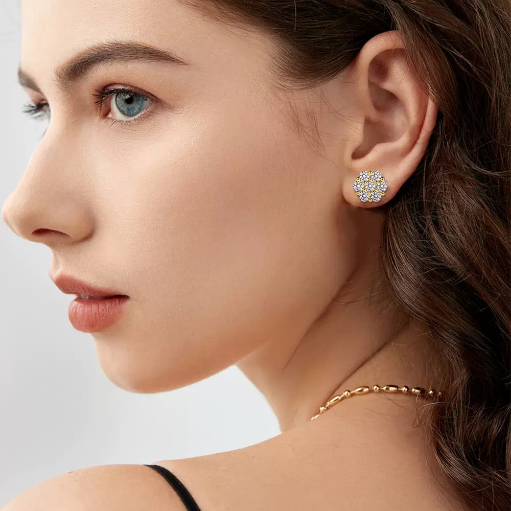 2.1ctw Round Moissanite Stud Earrings | S925 Sterling Silver Secure Screw Back | D-Color VVS1 Lab Diamond Solitaire Earrings | Fuse Jewelry