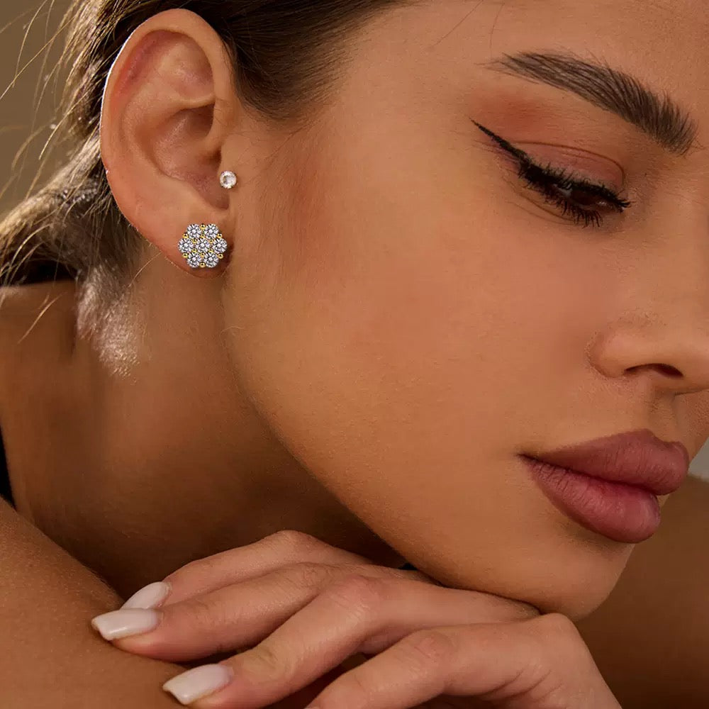 2.1ctw Round Moissanite Stud Earrings | S925 Sterling Silver Secure Screw Back | D-Color VVS1 Lab Diamond Solitaire Earrings | Fuse Jewelry