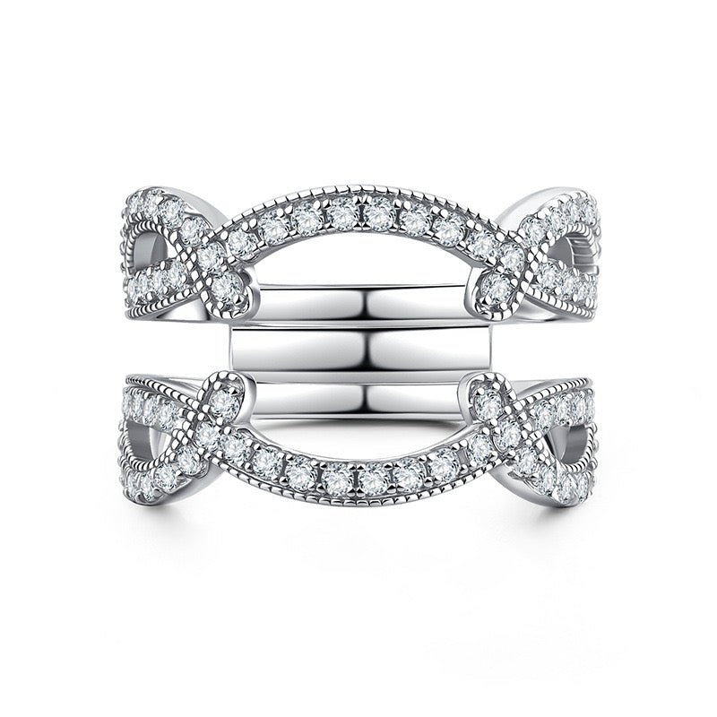 4CT Radiant Cut Moissanite Engagement Ring Set | S925 Sterling Silver 18K White Gold Plated | VVS1 D-Color Large Lab Diamond Bridal Set | Fuse Jewelry