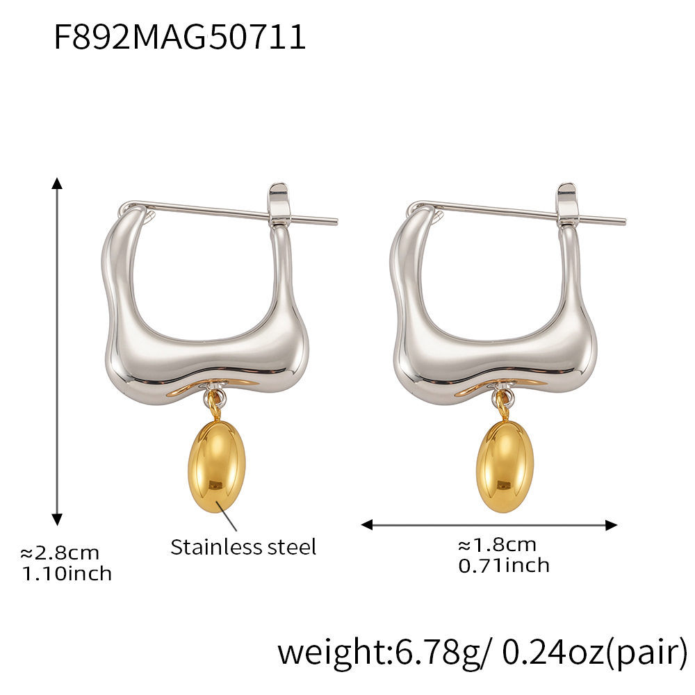 Abstract Two-Tone Irregular Liquid Hoop Earrings – 18K Gold Plated Stainless Steel