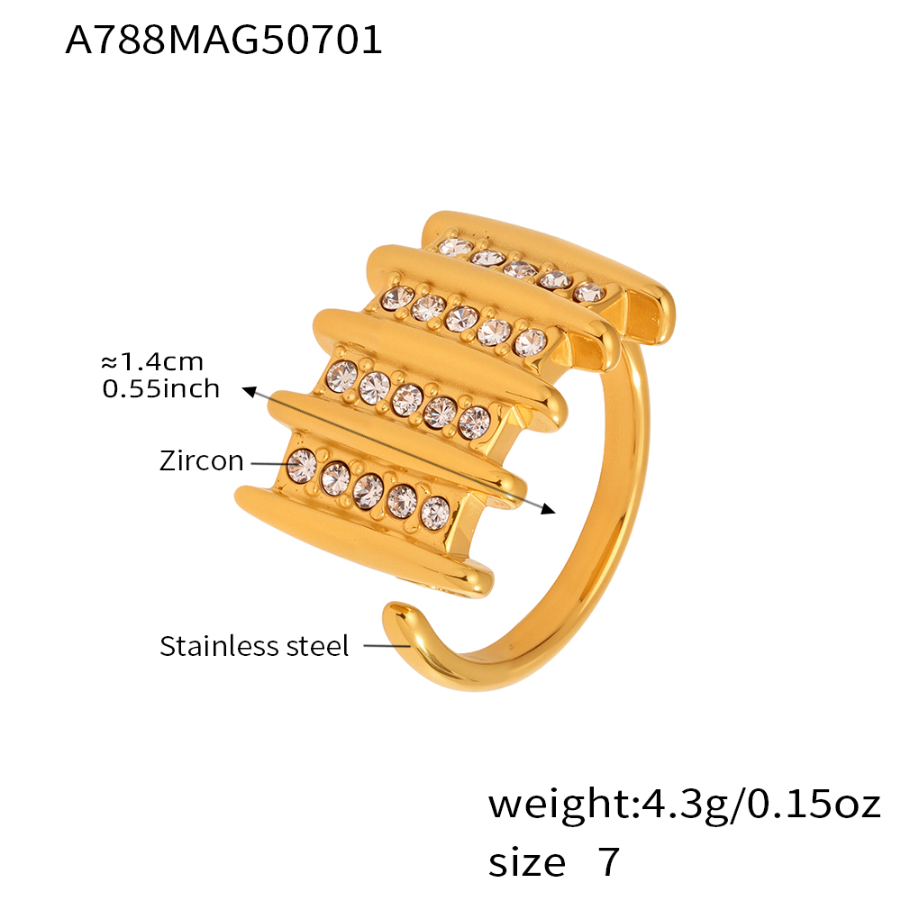 Radiant Tiered Zircon Statement Ring - Hypoallergenic 18K Gold Plated Stainless Steel